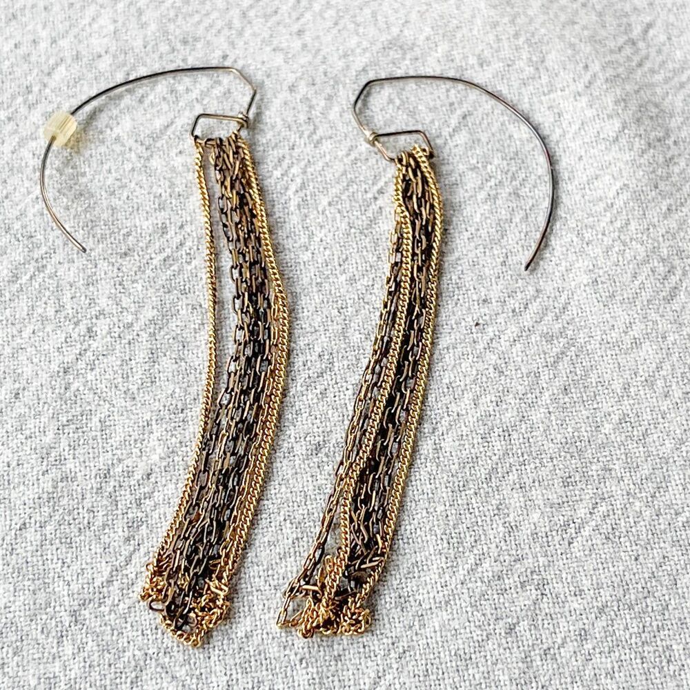 Contemporary Multi-Chain Drop Dangle Earrings by Lisa Levine - Boho Western Chic